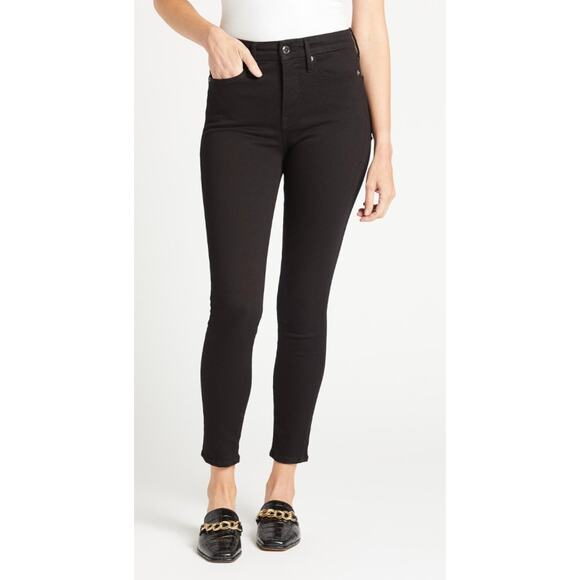 Good American 6 / 28 Black Good Legs Crop Jeans Cotton Stretch Skinny High Rise - Picture 11 of 12